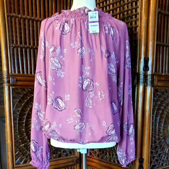 AMERICAN RAG CIE by MACY's Boho Peasant Blouse Bright Mauve Rose XXL NWT - Picture 7 of 10